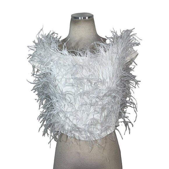 Cult Gaia Sosha Feather Top in Off White 6 New Womens Blouse - Picture 8 of 17